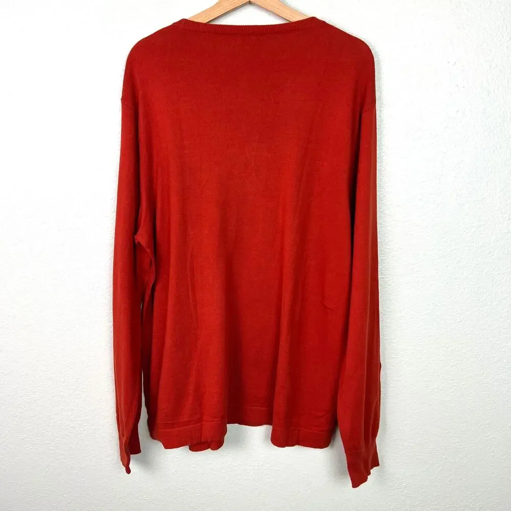J. Crew Men's Size XL Dark‎ Orange Cotton Crewneck Sweater Long Sleeve Soft